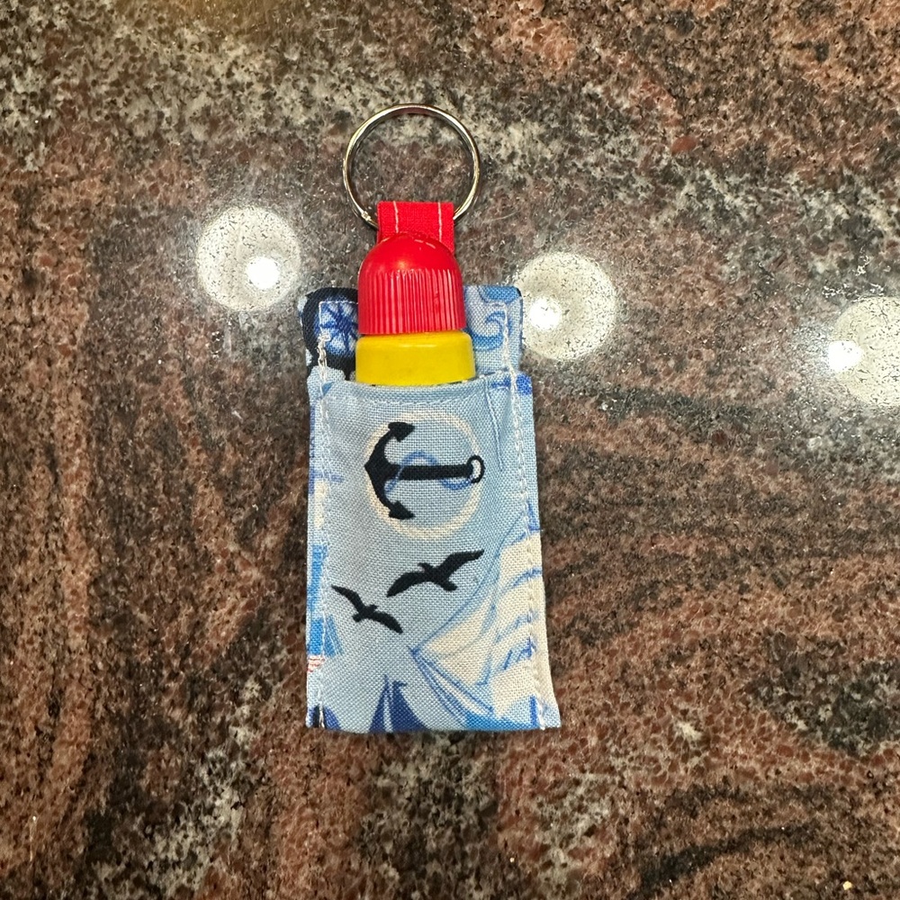 Handmade lip balm holder keychain- nautical print